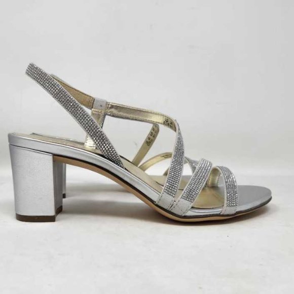 New women's 8.5W Naturalizer Vanessa2 silver strappy sandals heels 8.5 Wide - Picture 4 of 10